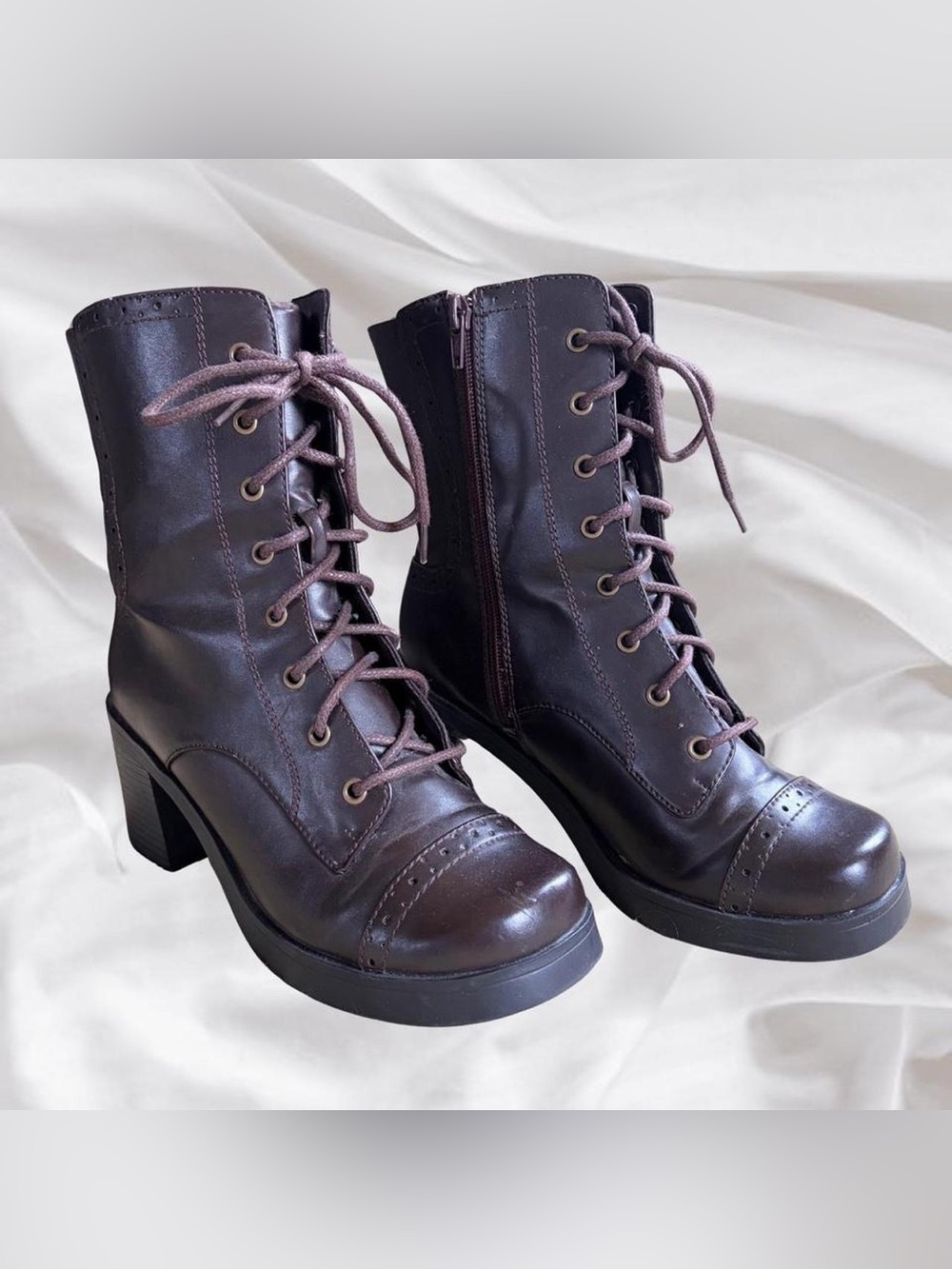 ‼️SOLD‼️Brown Faux Leather Lace Up Boots